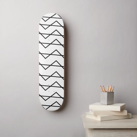 Chevron Stripe Black en White Geometric Pattern Persoonlijk Skateboard (Muurkunst)