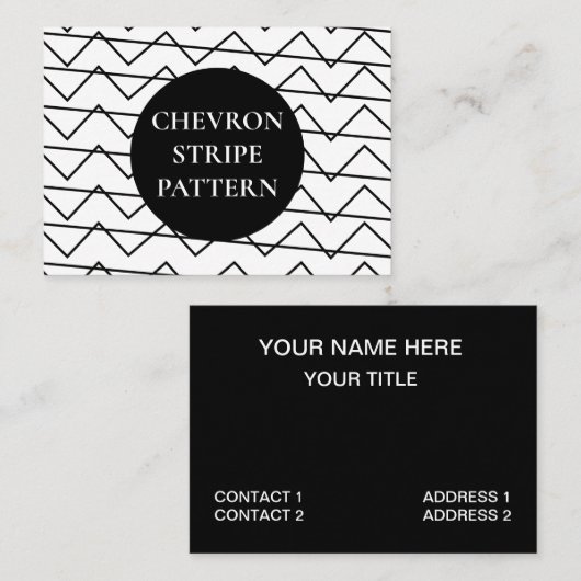 Chevron Stripe Black en White Geometric Pattern Visitekaartje (Voorkant / Achterkant)