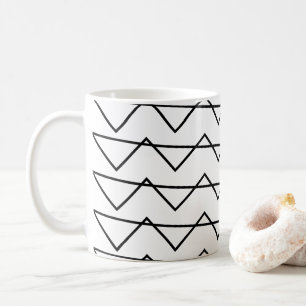 Chevron Stripe Black en White Koffiemok