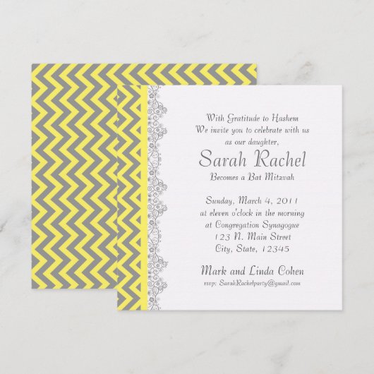 Chevron Stripe - geel Kaart (Voorkant / Achterkant)