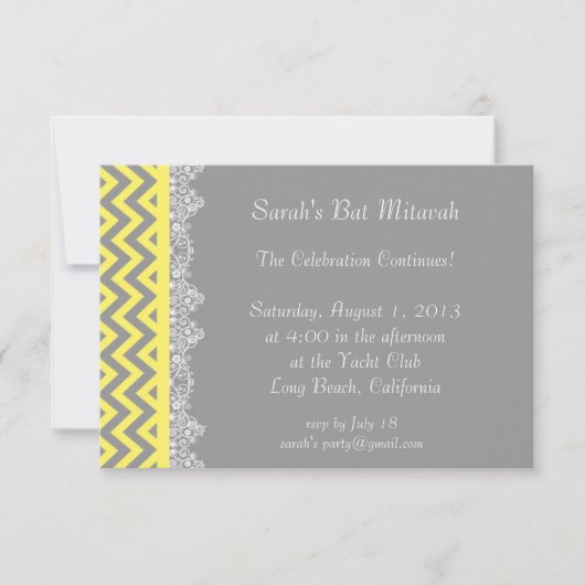 Chevron Stripe - gele uitnodiging - invoegen (Voorkant)