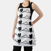 Chevron Stripe Hearts Black en White Kitchen Schort (Insitu)