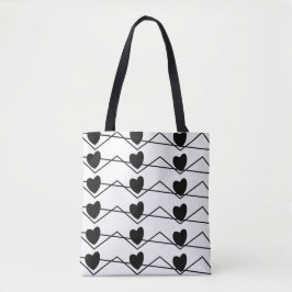 Chevron Stripe Hearts Valentijnsdag Tote Bag
