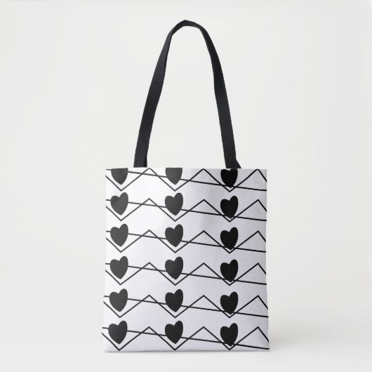Chevron Stripe Hearts Valentijnsdag Tote Bag (Voorkant)