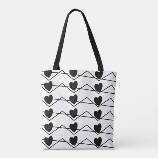 Chevron Stripe Hearts Valentijnsdag Tote Bag (Achterkant)