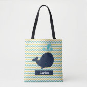 Chevron Stripe met Whale Personalized canvas tas (Voorkant)