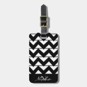Chevron Stripe Monogram Naam Bagagelabel (Voorkant verticaal)