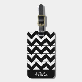 Chevron Stripe Monogram Naam Bagagelabel