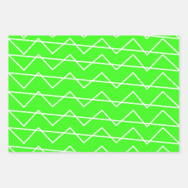 Chevron Stripe Neon Green White Geometric Pattern Inpakpapier Vel