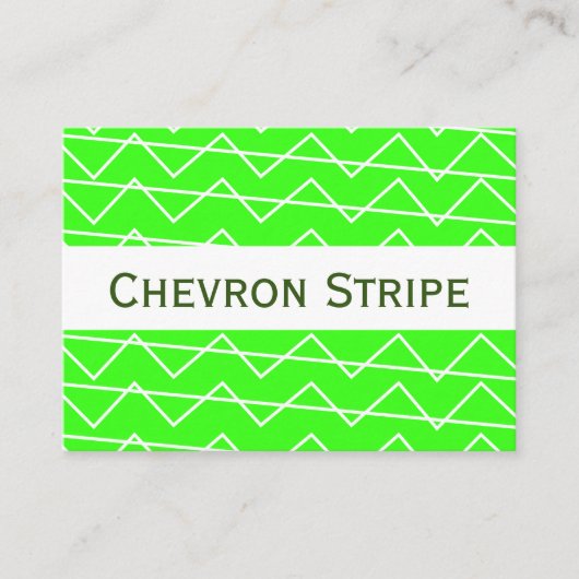 Chevron Stripe Neon Green White Geometric Pattern Visitekaartje (Voorkant)
