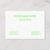 Chevron Stripe Neon Green White Geometric Pattern Visitekaartje (Achterkant)