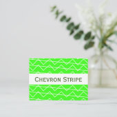 Chevron Stripe Neon Green White Geometric Pattern Visitekaartje (Staand voorkant)