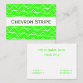 Chevron Stripe Neon Green White Geometric Pattern Visitekaartje (Voorkant / Achterkant)