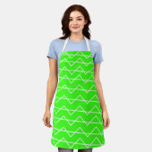 Chevron Stripe Neon Groen Wit Geometrisch Schort (Gedragen)