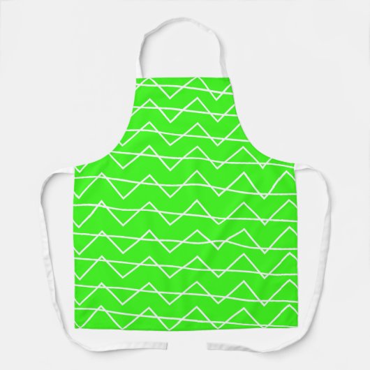 Chevron Stripe Neon Groen Wit Geometrisch Schort (Voorkant)