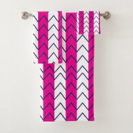 Chevron Stripe Roze en White Geometric Pattern Bad Handdoek