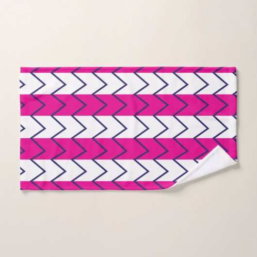 Chevron Stripe Roze en White Geometric Pattern Bad Handdoek (Handdoek)