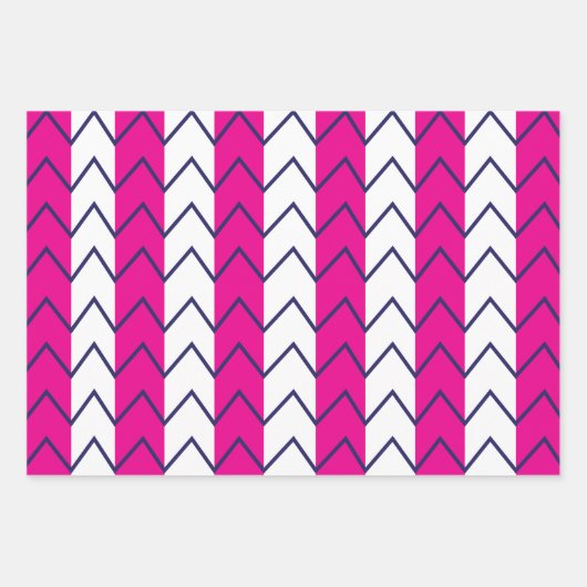 Chevron Stripe Roze en White Geometric Pattern Inpakpapier Vel (Voorkant)