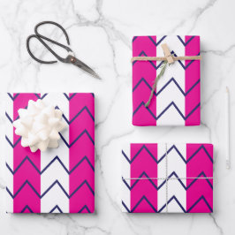 Chevron Stripe Roze en White Geometric Pattern Inpakpapier Vel