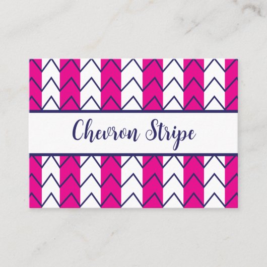 Chevron Stripe Roze en White Geometric Pattern Visitekaartje (Voorkant)