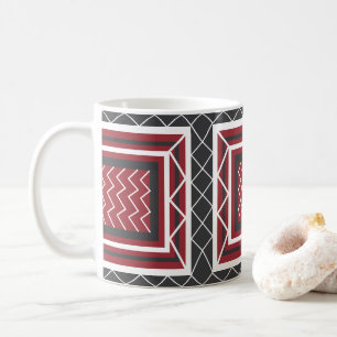 Chevron Stripe Square Gray White Red Geometric Koffiemok