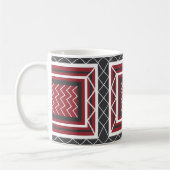 Chevron Stripe Square Gray White Red Geometric Koffiemok (Links)