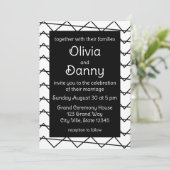 Chevron Stripe Zwart-wit Bruiloft Kaart (Staand voorkant)