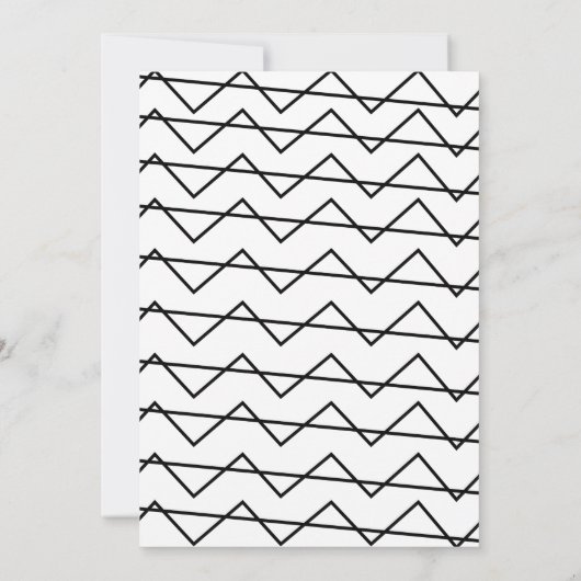 Chevron Stripe Zwart-wit Bruiloft Kaart (Achterkant)