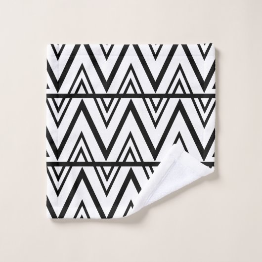 Chevron Stripe Zwart-wit Chevron Stripe Bad Handdoek (Wasdoekje)