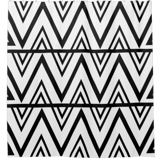 Chevron Stripe Zwart-wit Chevron Stripe Douchegordijn (Voorkant)