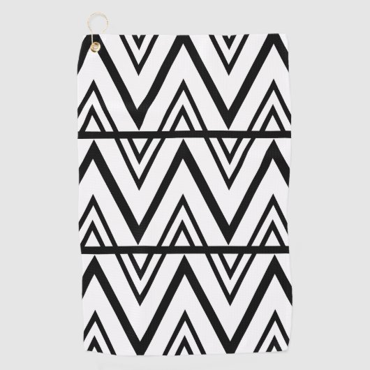 Chevron Stripe Zwart Wit Chevron Stripe Golfhanddoek (Voorkant)