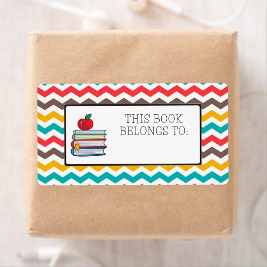 Chevron Stripes Book Label Sticker (Insitu)