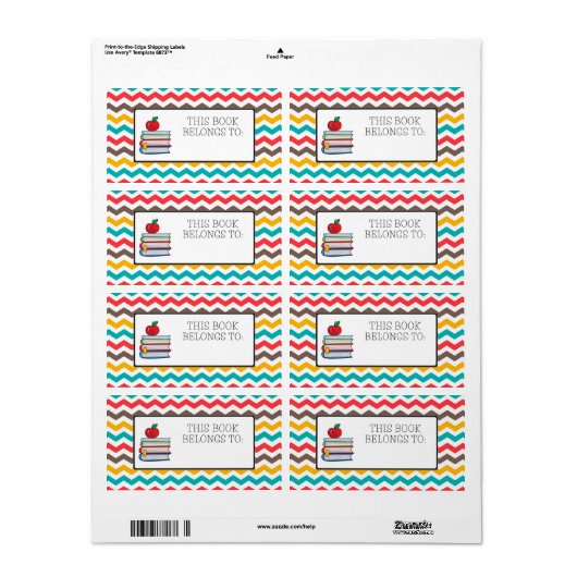 Chevron Stripes Book Label Sticker (Full Sheet)