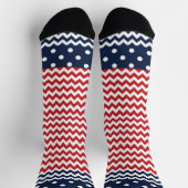 Chevron Stripes en Stippen Patriotic Sokken (Top)