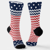 Chevron Stripes en Stippen Patriotic Sokken (Gebogen)