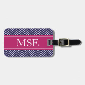 Chevron Stripes gepersonaliseerde monogram marine Bagagelabel