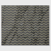 Chevron Stripes Gold Glitter Grey Marble Black Cadeaupapier (Vlak)