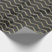 Chevron Stripes Gold Glitter Grey Marble Black Cadeaupapier (Hoek)