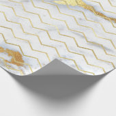 Chevron Stripes Gold Metallic Grey Marble Lines Cadeaupapier (Hoek)