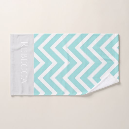 Chevron Stripes Gray Monogram Handdoekset Bad Handdoek (Handdoek)