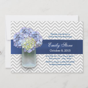 Chevron Stripes Hydrangea Mason Jar Vrijgezellenfe Kaart