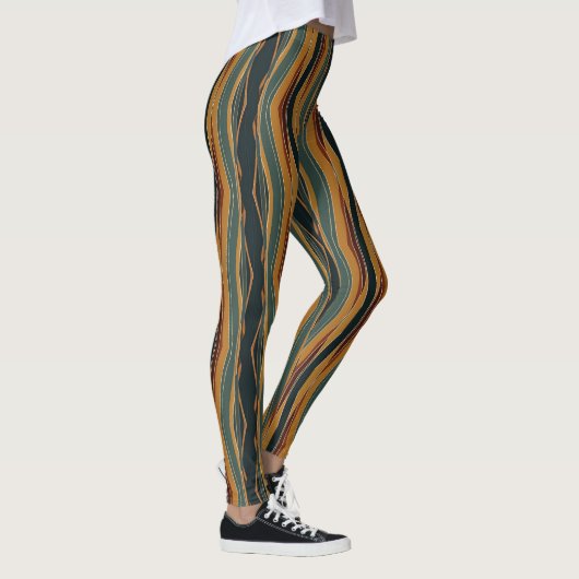 Chevron Stripes in Earth Tones Leggings (Rechts)