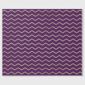 Chevron Stripes Line Gold Metallic Paars Violet Cadeaupapier (Vlak)