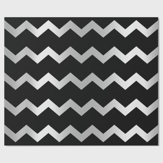 Chevron Stripes Lines Black Gray Silver Cadeaupapier (Vlak)