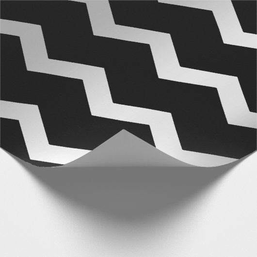 Chevron Stripes Lines Black Gray Silver Cadeaupapier (Hoek)