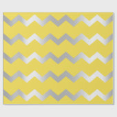 Chevron Stripes Lines Geel Grijs Grijs Zilver Cadeaupapier (Vlak)
