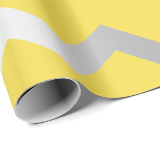 Chevron Stripes Lines Geel Grijs Grijs Zilver Cadeaupapier (Rol Hoek)