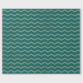 Chevron Stripes Lines Gold Metallic Blauwgroen Aqu Cadeaupapier (Vlak)