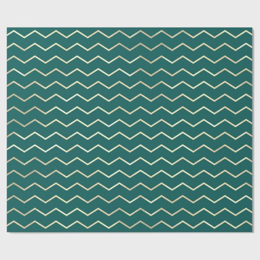 Chevron Stripes Lines Gold Metallic Blauwgroen Aqu Cadeaupapier (Vlak)