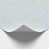 Chevron Stripes Lines Gold Metallic Blue Pastel Cadeaupapier (Hoek)